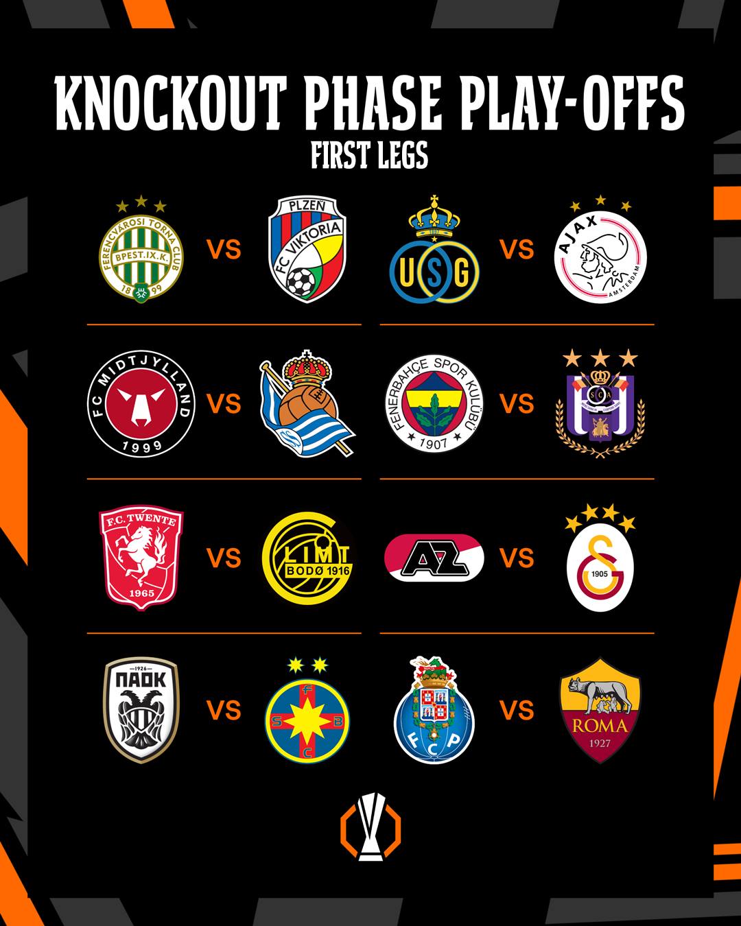 โปรแกรม ยูโรป้า ลีก 2024/25 รอบเพลย์ออฟ นัดแรก