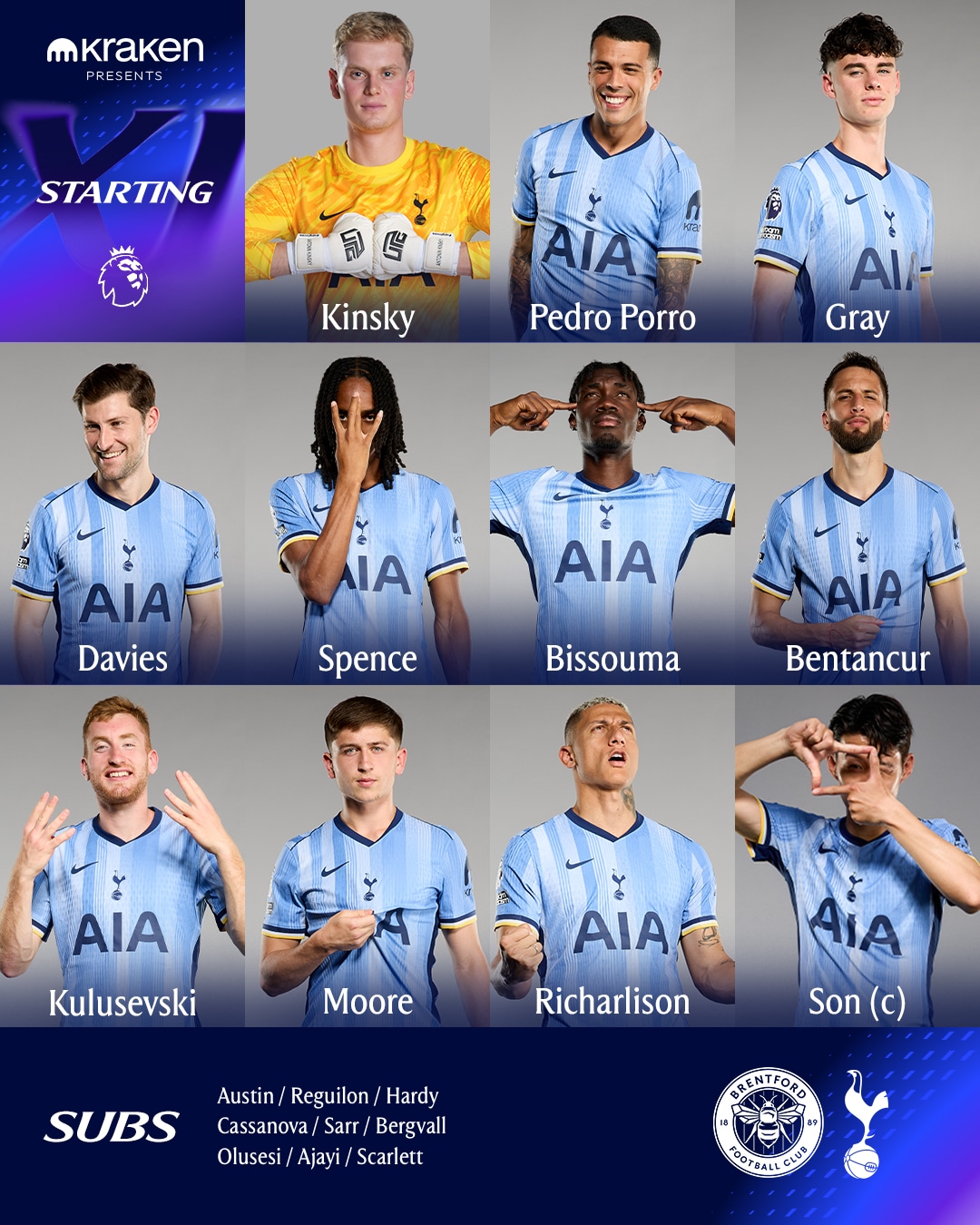 11 ตัวจริง เบรนท์ฟอร์ด สเปอร์ส