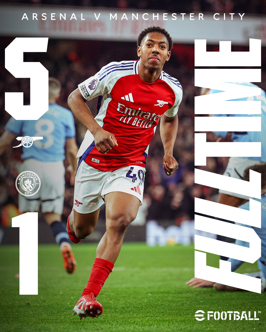 ผลบอลเมื่อคืนนี้ พรีเมียร์ลีก อาร์เซนอล แมนซิตี้