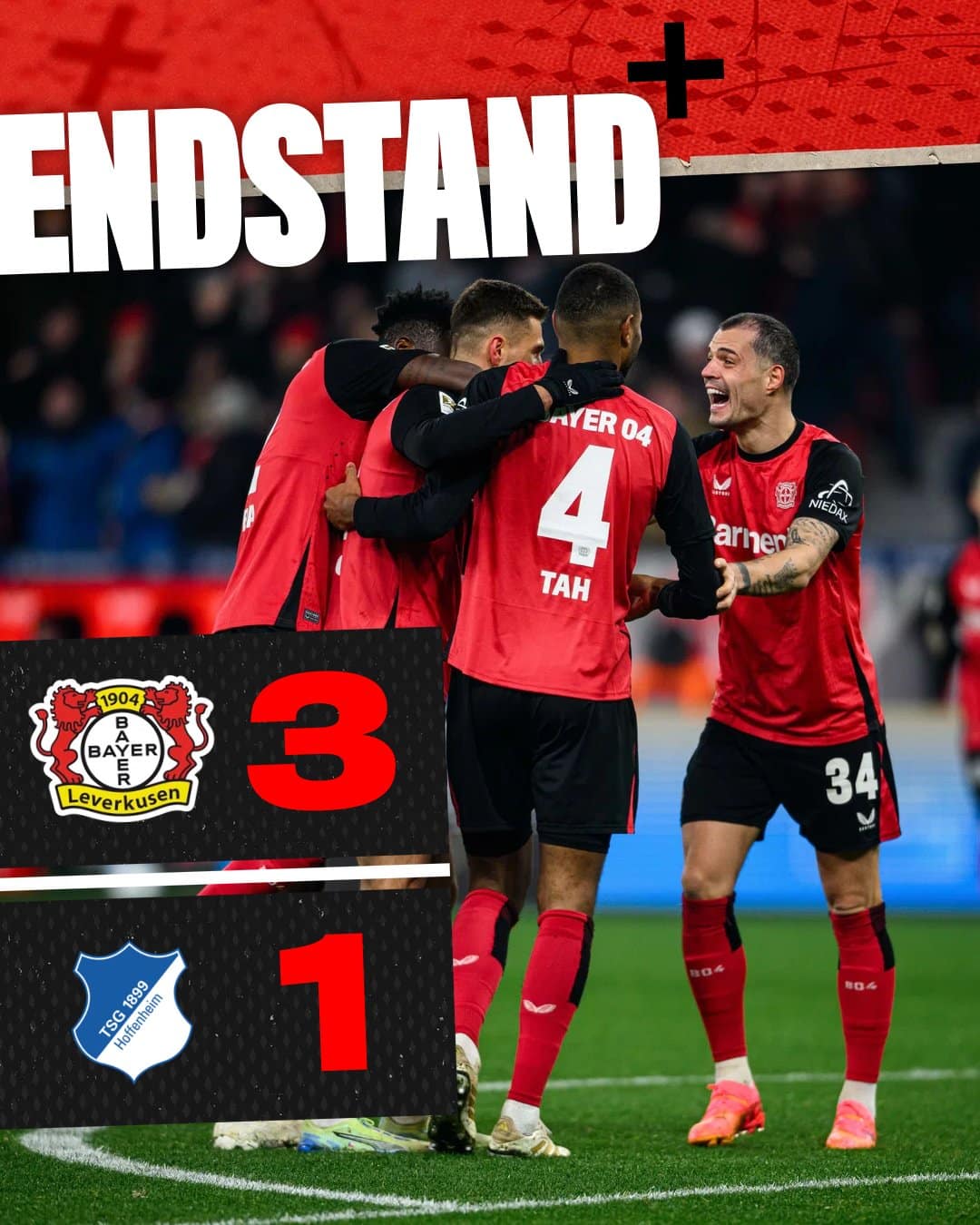 ผลบอลเมื่อคืนนี้ บุนเดสลีกา เลเวอร์คูเซ่น โฮฟเฟ่นไฮม์