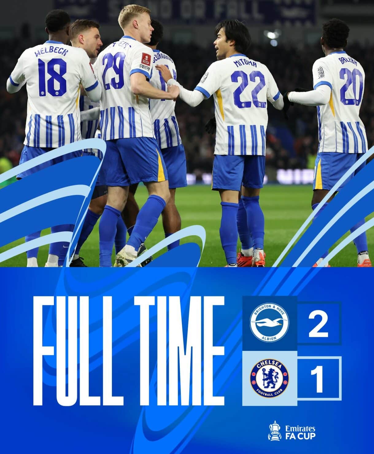 ผลบอลเมื่อคืนนี้ เอฟเอ คัพ ไบรท์ตัน เชลซี