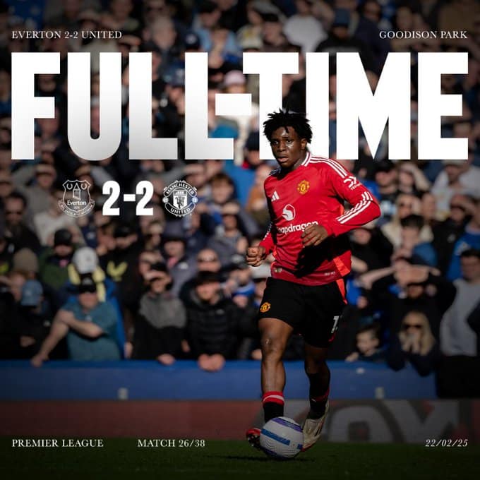 ผลบอลเมื่อคืนนี้ พรีเมียร์ลีก เอฟเวอร์ตัน แมนยู