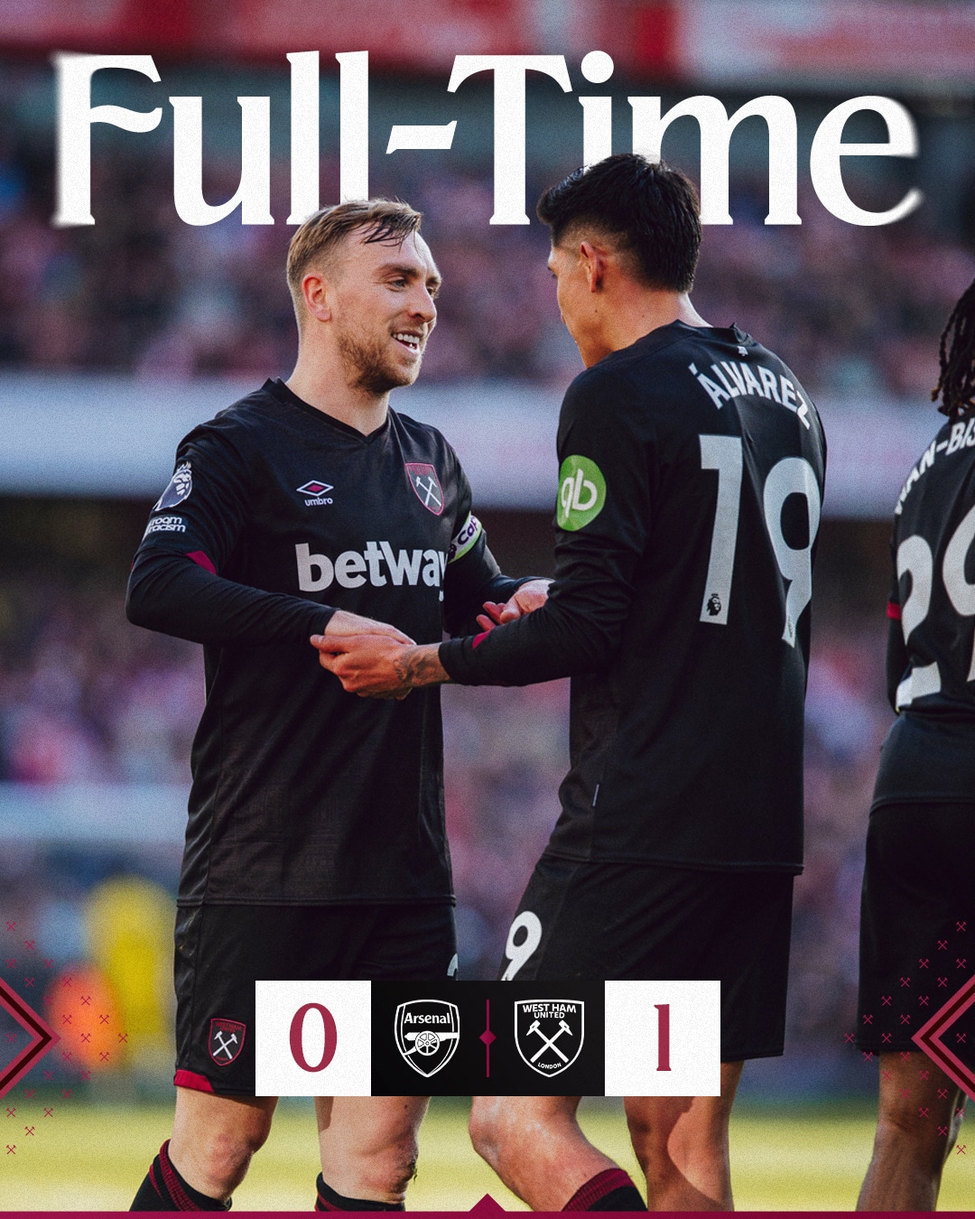 ผลบอลเมื่อคืนนี้ พรีเมียร์ลีก อาร์เซน่อล เวสต์แฮม