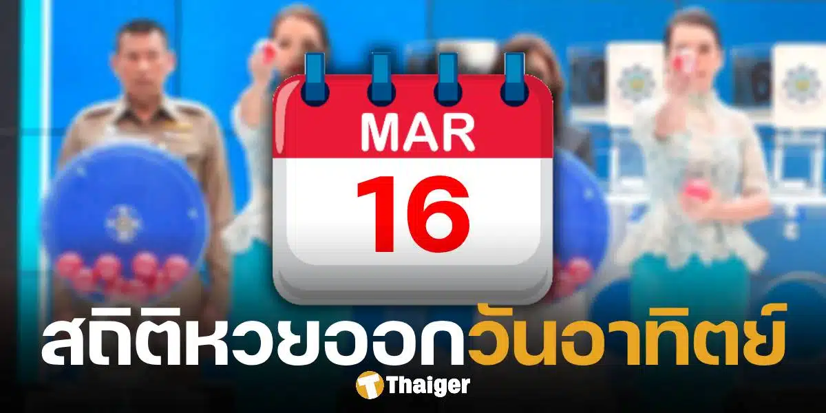 สถิติหวยออกวันอาทิตย์ ย้อนหลัง 20 ปี 16 มี.ค. 68 พบเลขเด็ด ออกซ้ำ 4 งวด