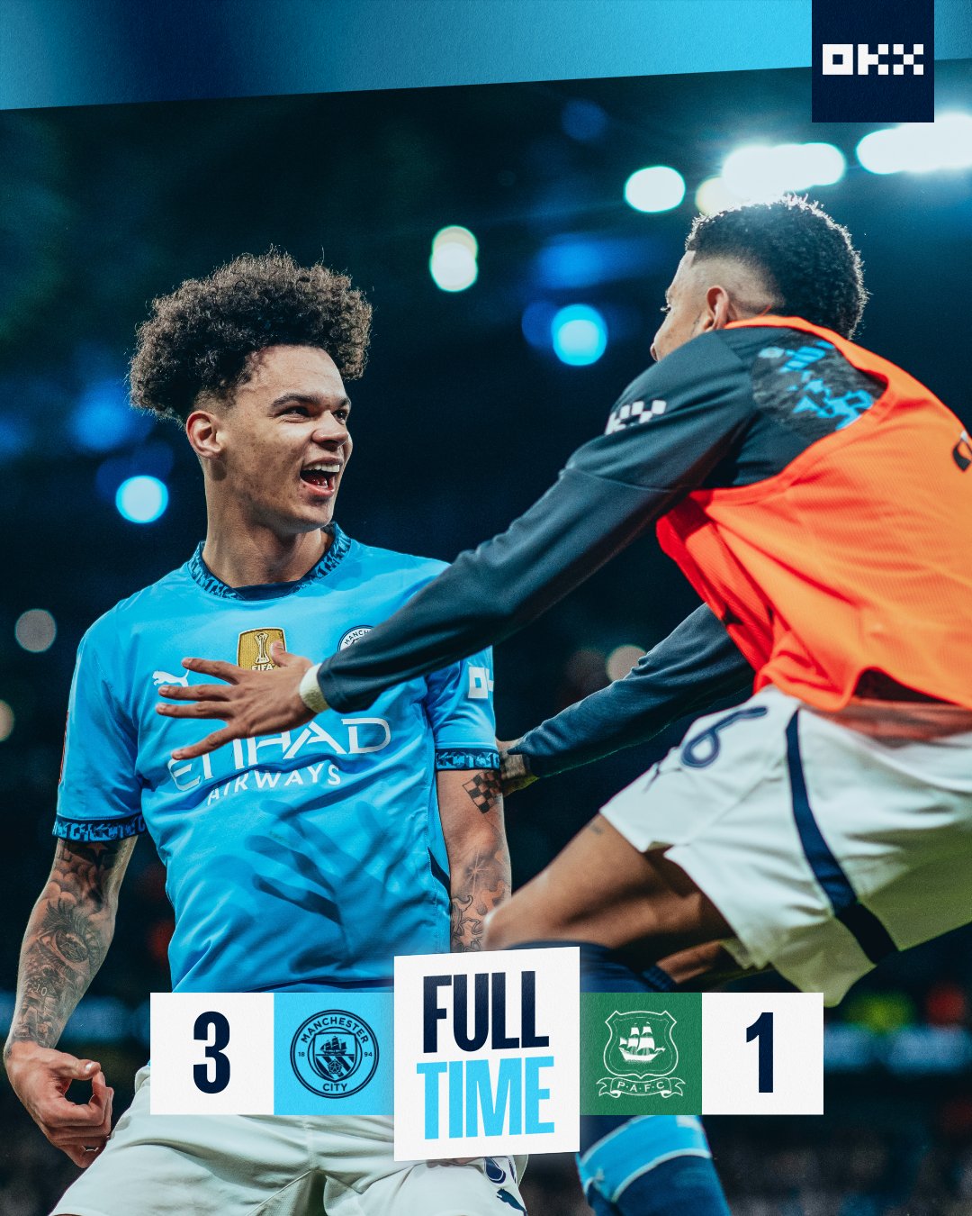 ผลบอลเมื่อคืนนี้ เอฟเอ คัพ แมนซิตี้ พลีมัธ