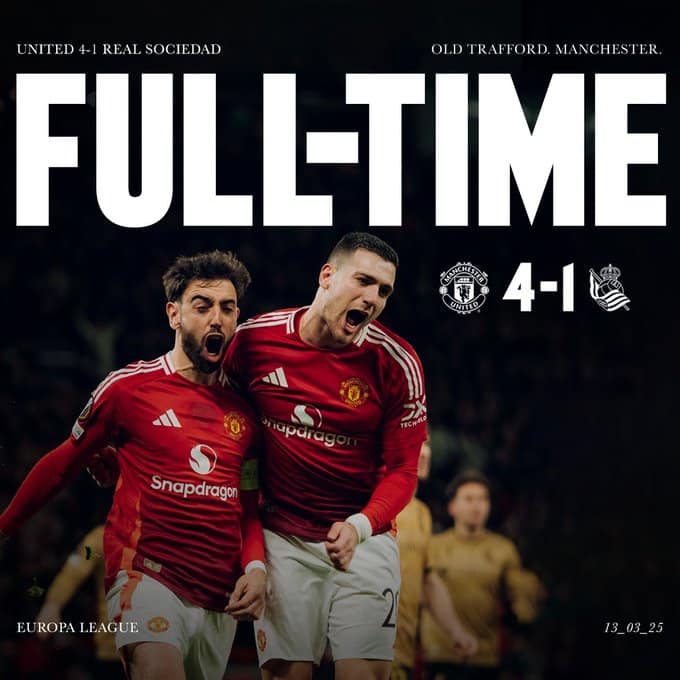 ผลบอลเมื่อคืนนี้ ยูฟ่า ยูโรปา ลีก แมนยู โซเซียดาด