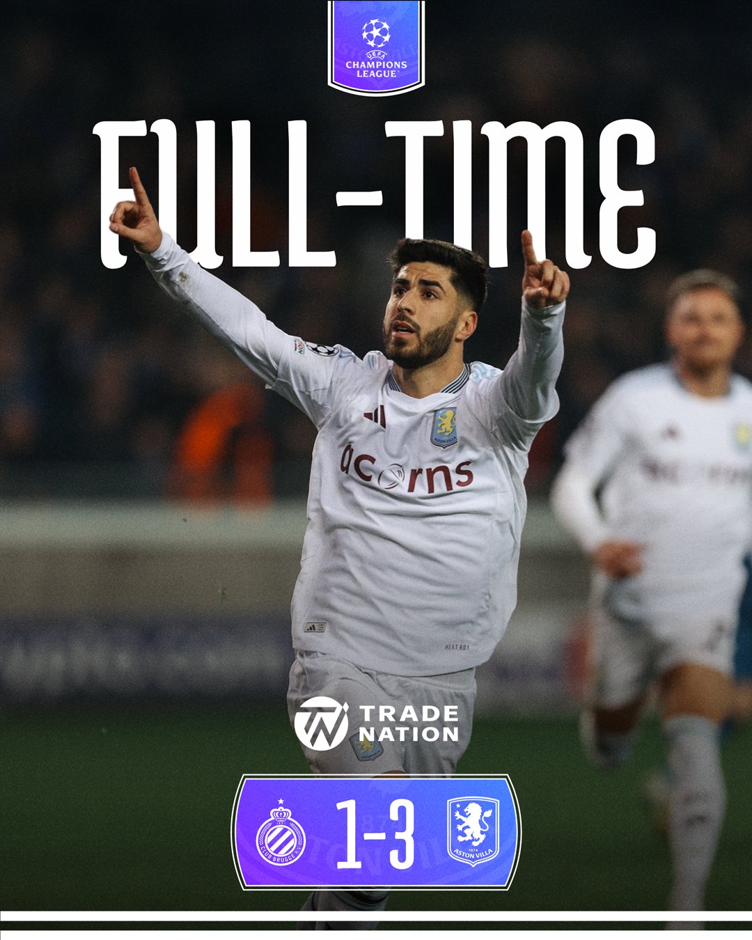 ผลบอลเมื่อคืนนี้ ยูฟ่า แชมเปี้ยนส์ลีก คลับ บรูช แอสตัน วิลล่า