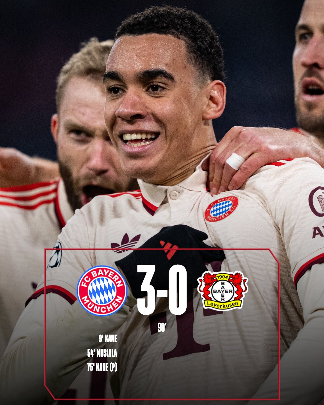 ผลบอลเมื่อคืนนี้ ยูฟ่า แชมเปี้ยนส์ลีก บาเยิร์น เลเวอร์คูเซ่น