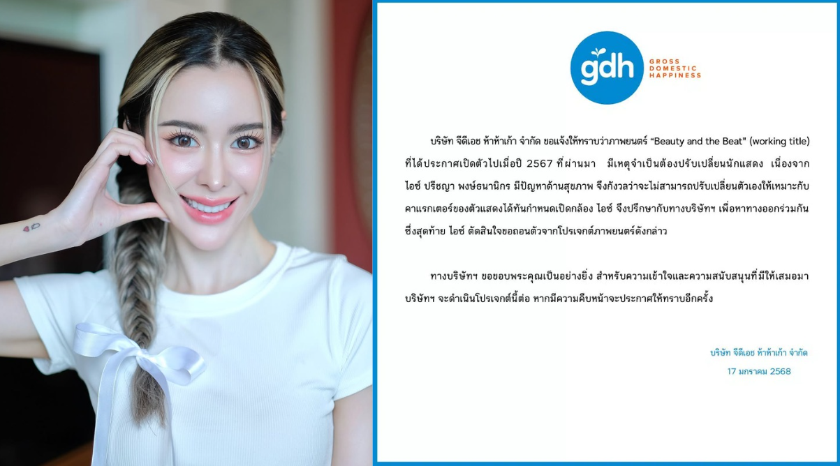 ไอซ์ ปรีชญา เพิ่มน้ำหนักไม่ได้ ตัดสินใจถอนตัวหนัง GDH