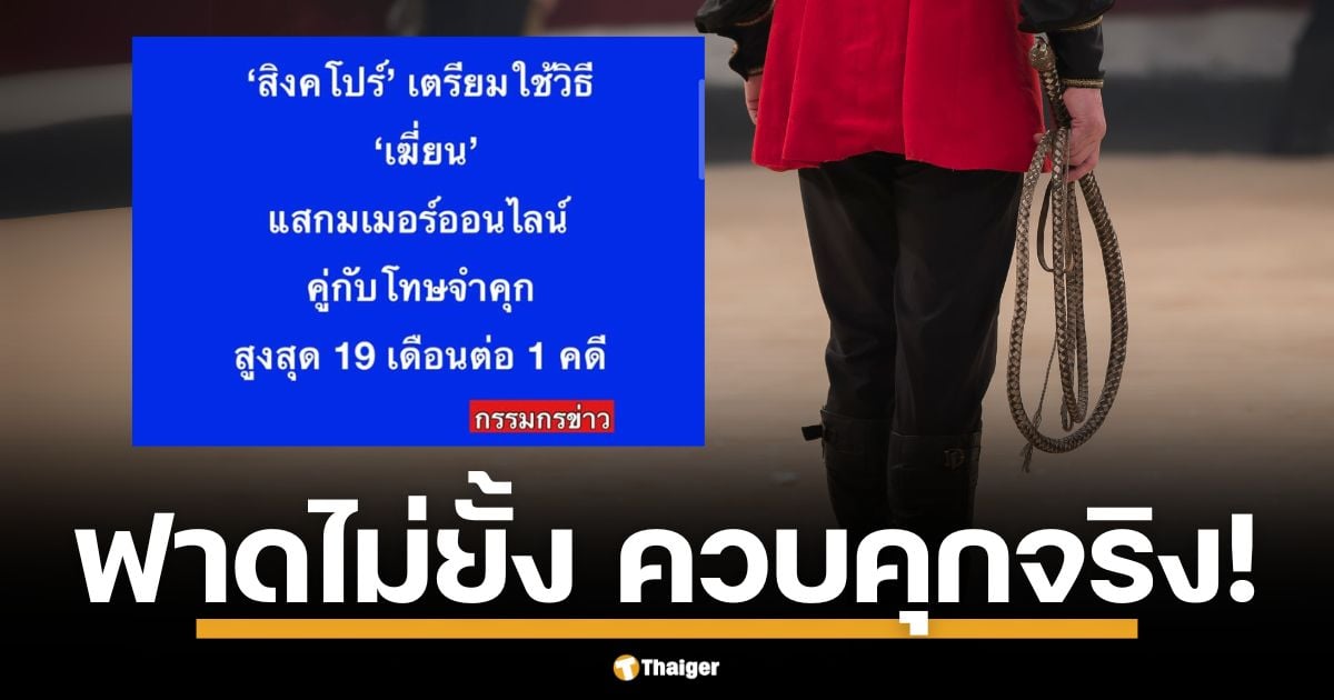 สิงคโปร์ขู่ใช้ "เฆี่ยน" ควบคุก แสกมเมอร์ออนไลน์! บทลงโทษเฉียบขาด ปราบมิจฉาชีพไซเบอร์