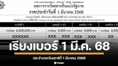 ใบตรวจหวยเรียงเบอร์ งวด 1 มีนาคม 2568