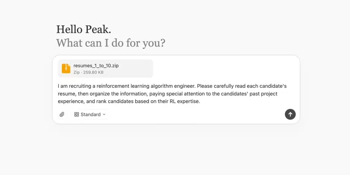 ตัวอย่างการใช้ Manus ai สร้าง resume