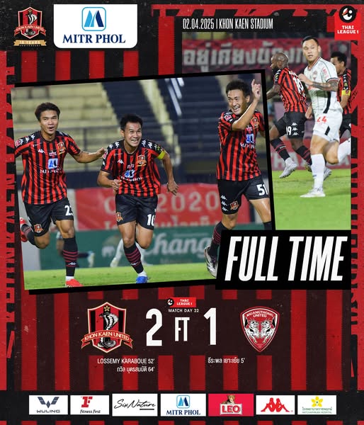 ผลฟุตบอล รีโว่ ไทยลีก ขอนแก่น เมืองทอง