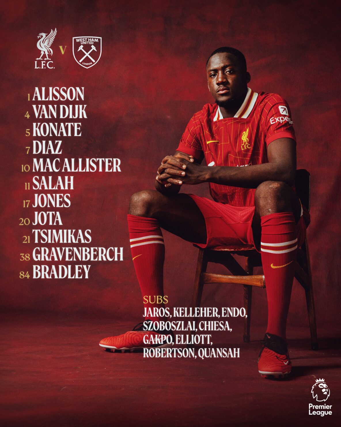 11 ตัวจริง ลิเวอร์พูล เวสต์แฮม