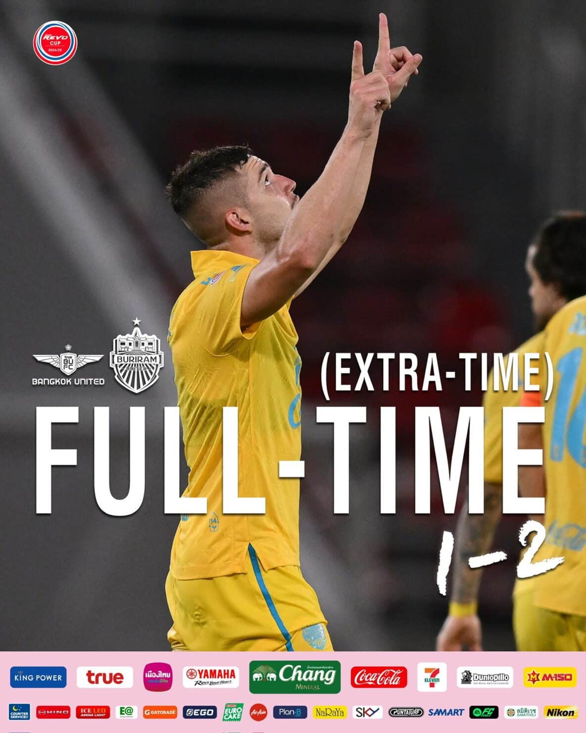 ผลบอลเมื่อคืนนี้ รีโว่ คัพ 2024/25 ทรู แบงค็อก บุรีรัมย์