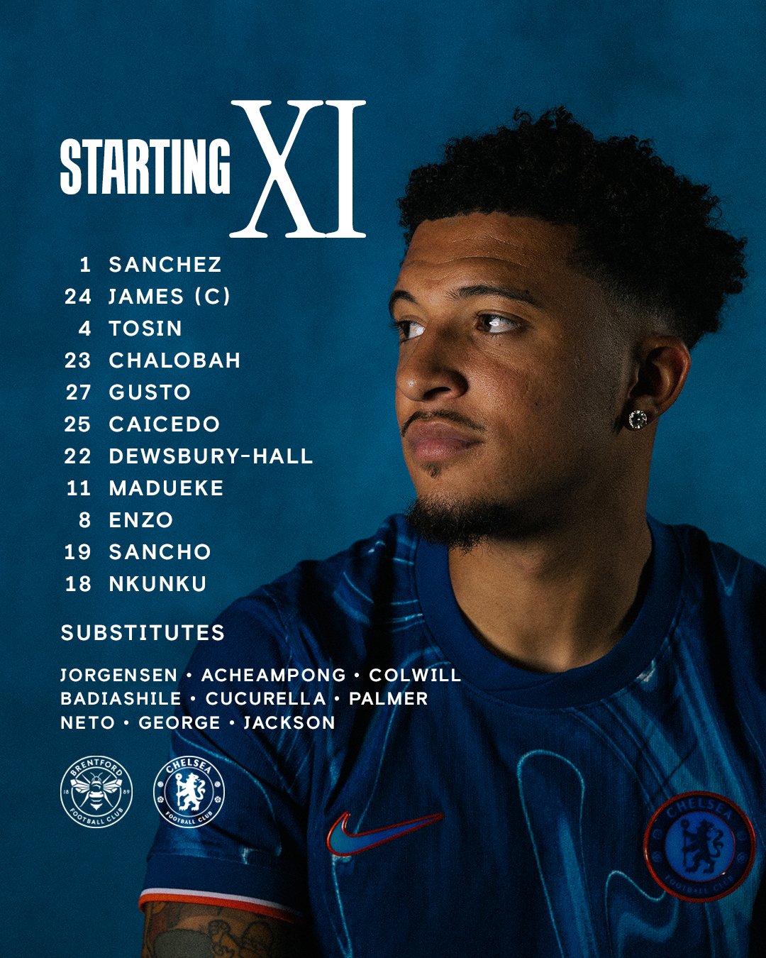 11 ตัวจริง เบรนท์ฟอร์ด เชลซี