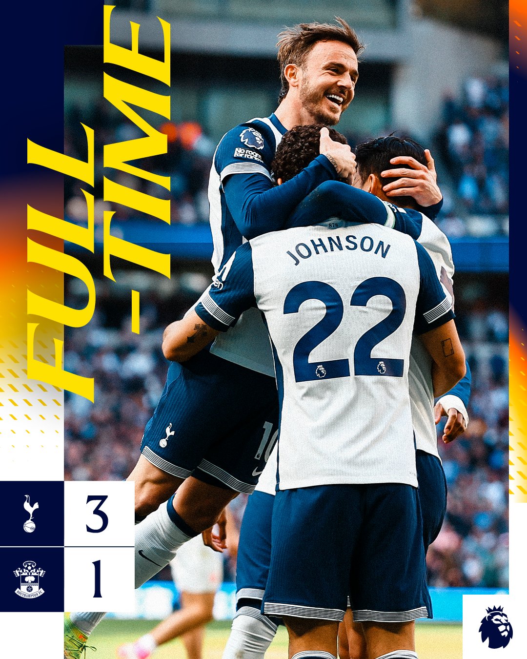 ผลบอลเมื่อคืนนี้ พรีเมียร์ลีก สเปอร์ส เซาแฮมป์ตัน