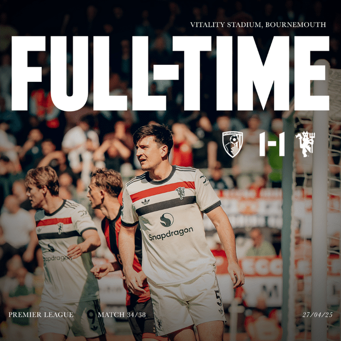 ผลบอลเมื่อคืนนี้ พรีเมียร์ลีก บอร์นมัธ แมนยู