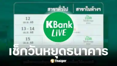 กสิกรไทย แจ้งวันหยุดธนาคารช่วงสงกรานต์ เช็กสาขาในห้างเปิดวันไหน
