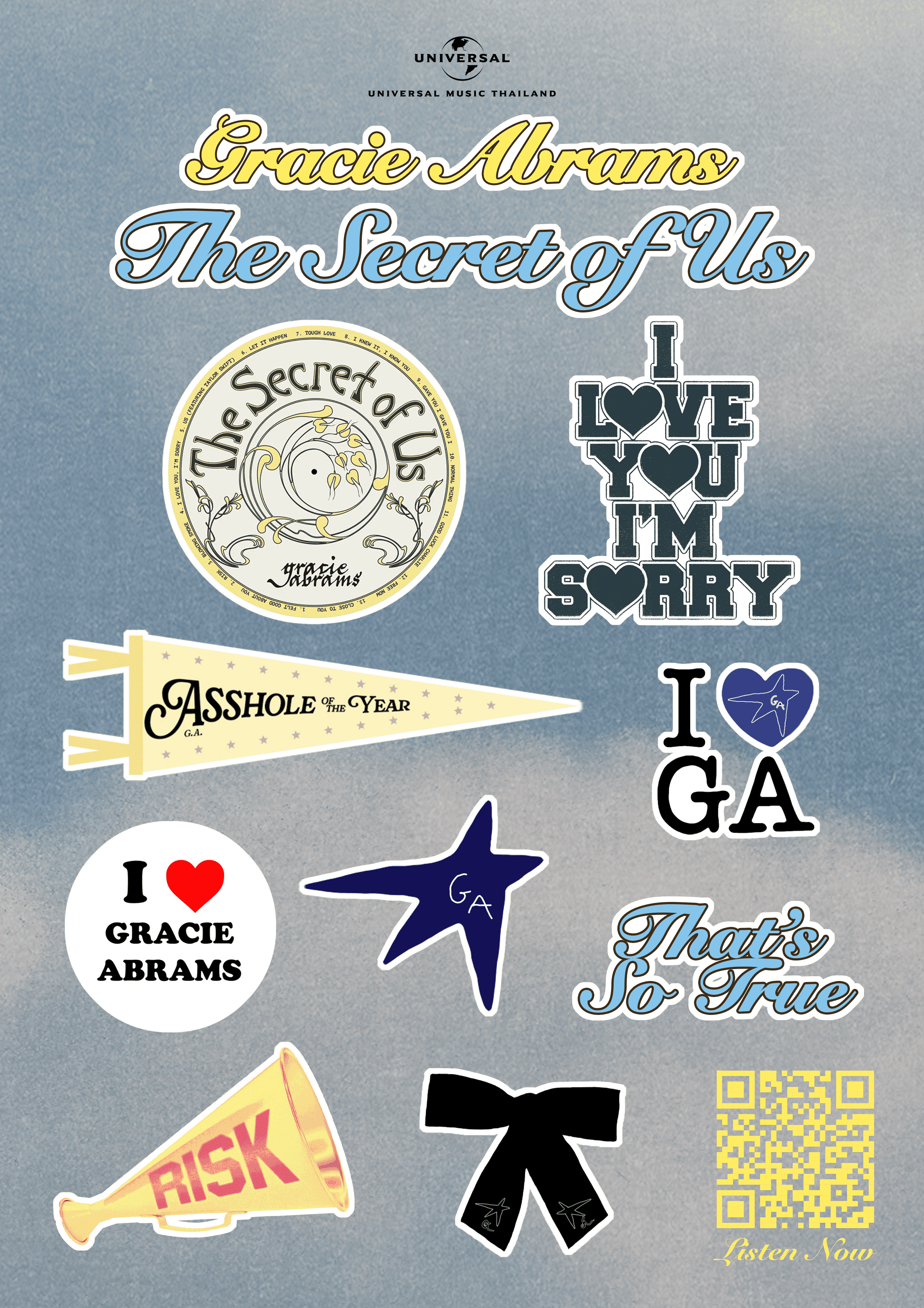 สติ๊กเกอร์สุด Exclusive “Gracie Abrams: The Secret of Us Thailand” จาก Universal Music Thailand