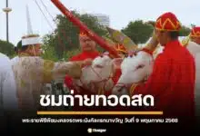 ถ่ายทอดสด พระราชพิธีพืชมงคลจรดพระนังคัลแรกนาขวัญ 2568
