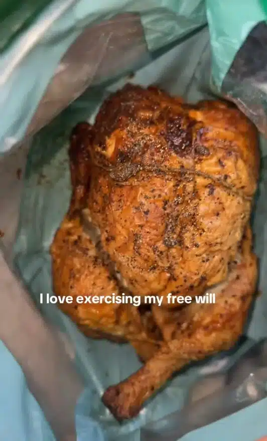 โคลอี้ เกรย์ กินไก่ย่างบนเครื่องบิน - 1
