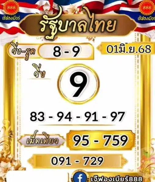 เลขเด็ด เจ๊ฟองเบียร์ งวด 1/ 6/68