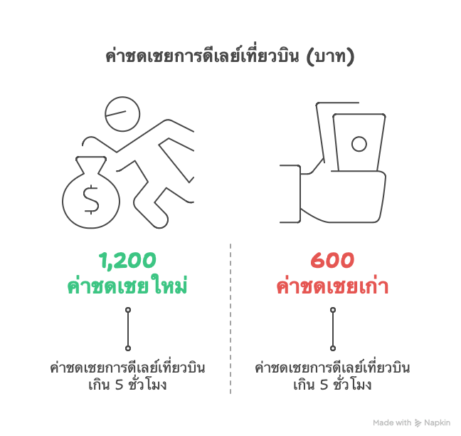 ค่าชดเชยการดีเลย์เที่ยวบิน (บาท)