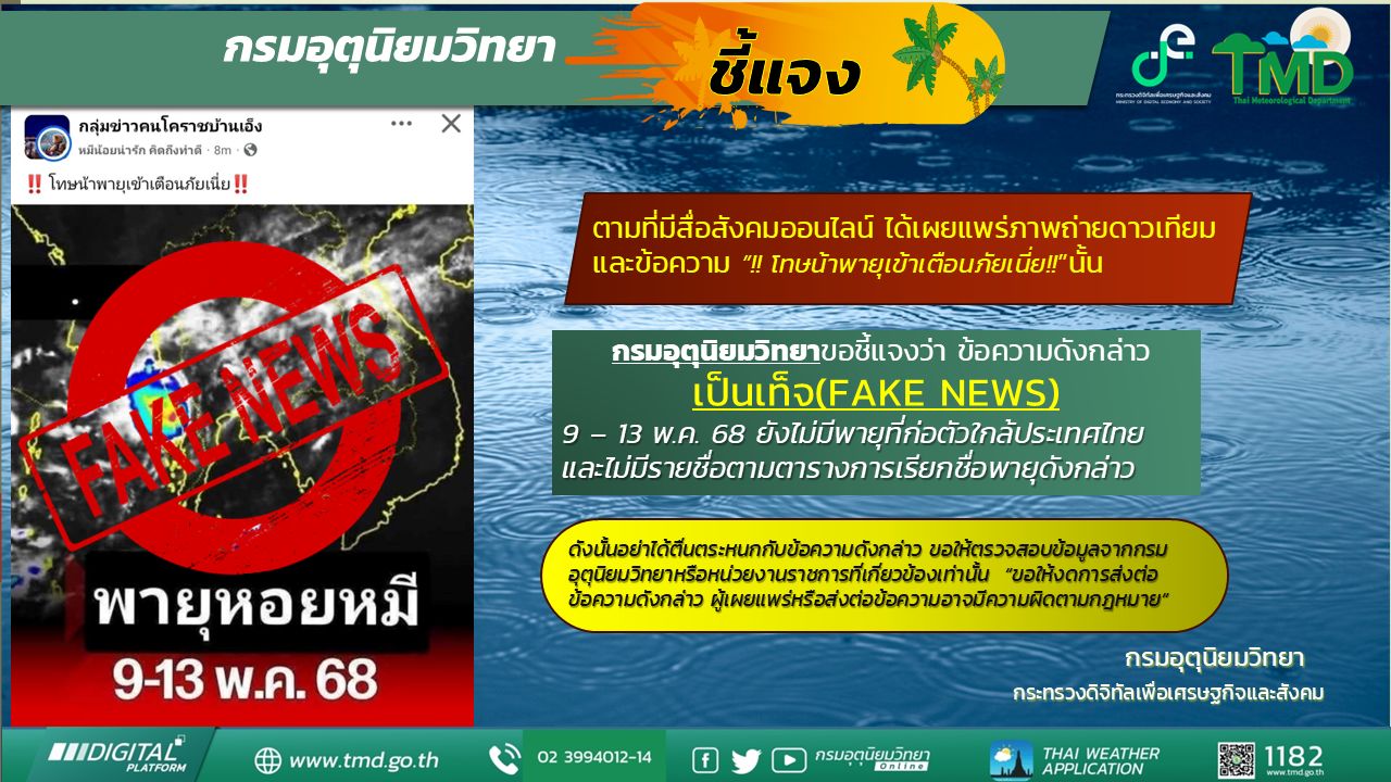 พายุหอยหมี เป็น Fake News กรมอุตุยืนยัน