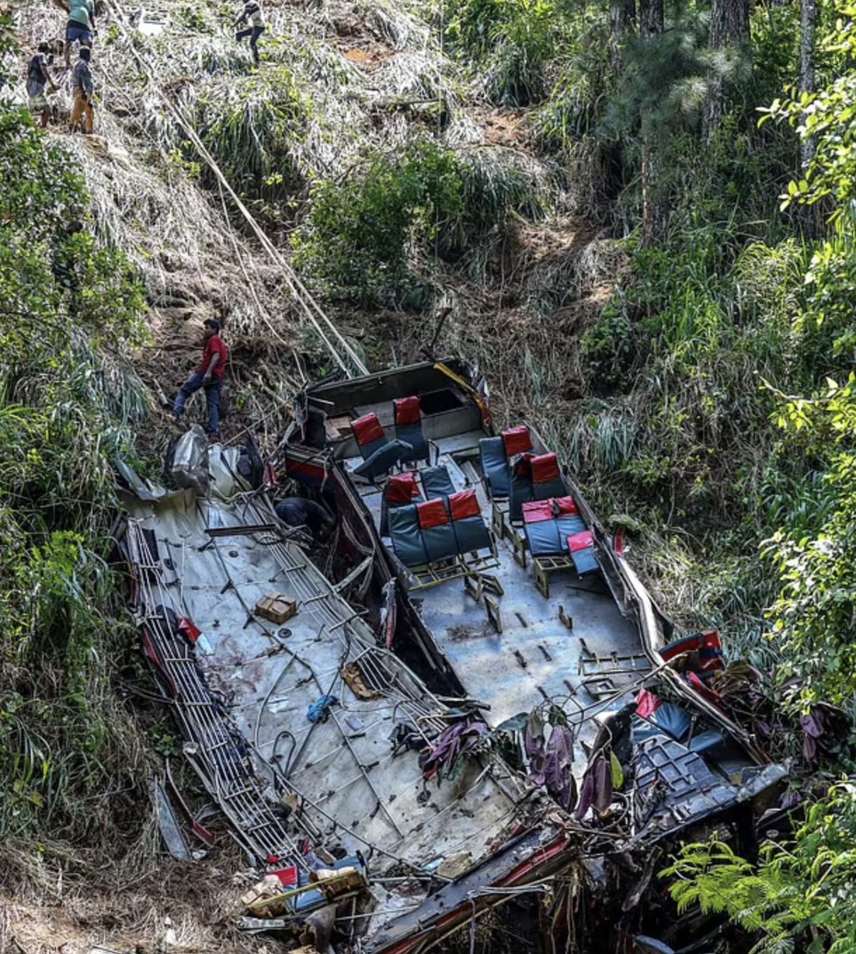 รถบัสแสวงบุญ บรรทุกแน่น 70 คน เกินพิกัด ตกเหวลึก ตายเกลื่อน 21 ศพ (ศรีลังกา)