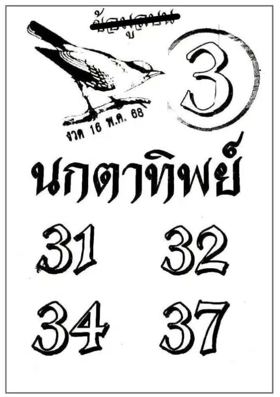 เลขเด็ด นกตาทิพย์ 16 พ.ค. 68