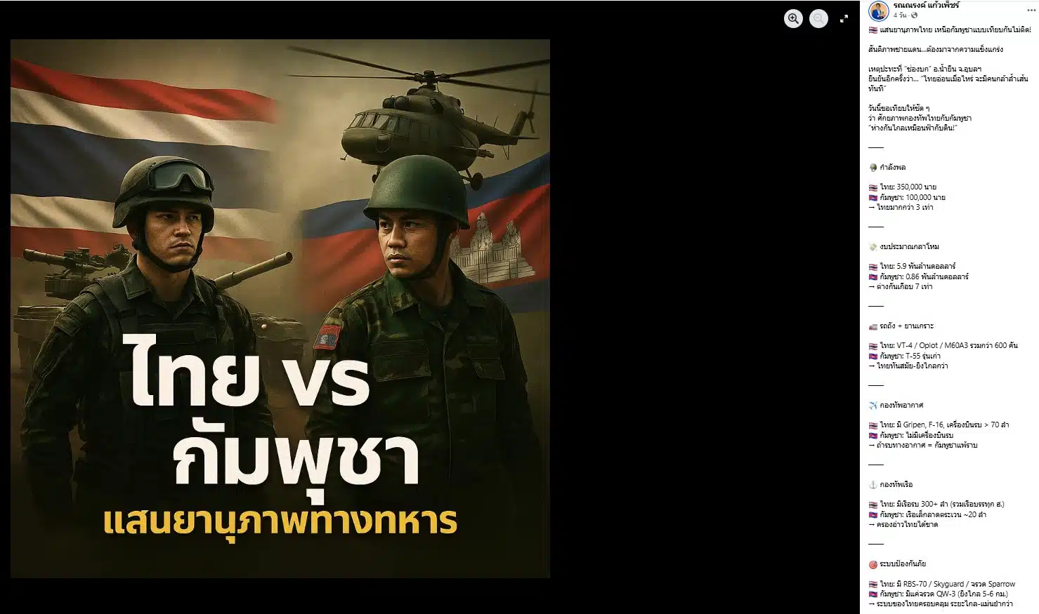 กองทัพไทย แข็งแกร่งกว่า กองทัพกัมพูชา
