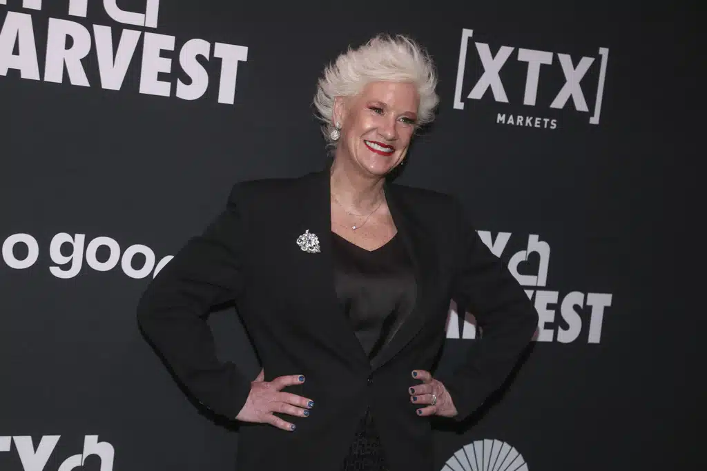 FILE - Chef Anne Burrell attends City Harvest Presents The 2025 Gala: Carnaval, on April 22, 2025, in New York. (Photo by Andy Kropa/Invision/AP, File)