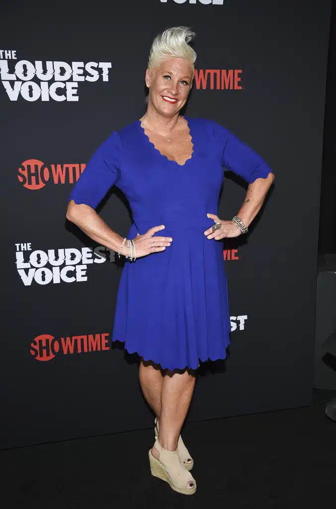 FILE - Chef Anne Burrell attends the premiere of the ShowTime limited series &quot;The Loudest Voice&quot; on June 24, 2019, in New York. (Photo by Evan Agostini/Invision/AP, File)