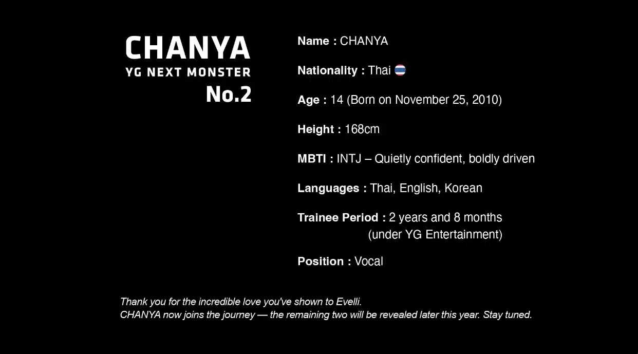 YG เปิดตัว CHANYA เด็กไทยวัย 14 ปี