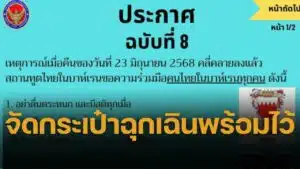 สถานทูตไทยในบาห์เรน ออกประกาศ ฉบับที่ 8 เหตุการณ์คลี่คลายแล้ว ขอคนไทยอย่าตื่นระหนก แนะติดตั้งแอปพลิเคชัน MyGov Bahrain เพื่อรับแจ้งเตือน ย้ำเตรียมกระเป๋าฉุกเฉินสำหรับ 1-3 วัน
