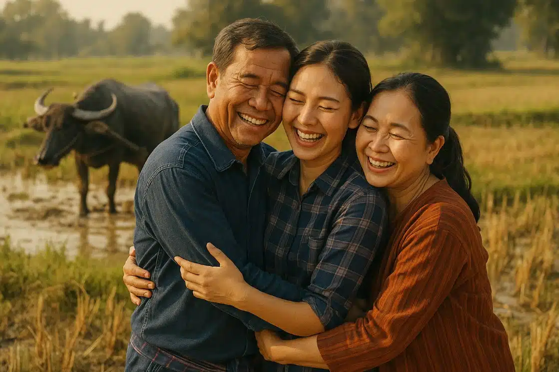 ครอบครัวชาวนาดีใจ