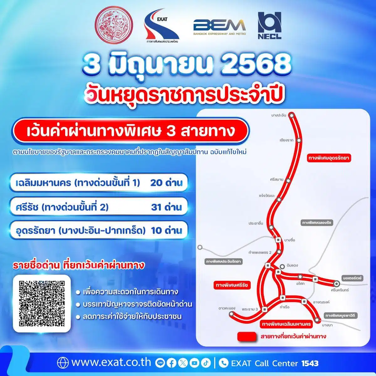 ทางด่วน 3 สายไหนบ้างที่ วิ่งฟรี