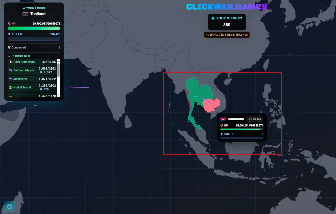 ยกตัวอย่าง clickwar ประเทศไทย และ กัมพูชา