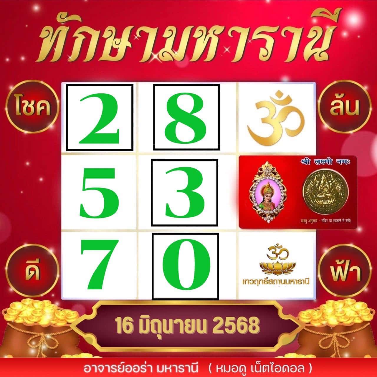 เลขเด็ด อ.ออร่า งวด 16 6 68