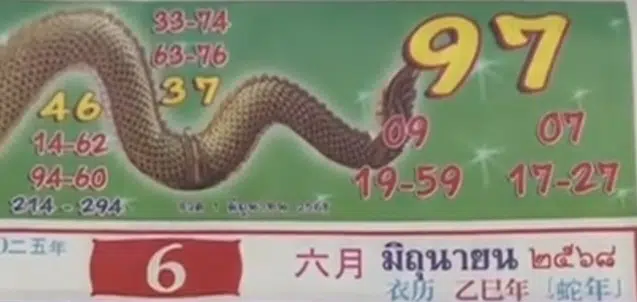 เลขเด็ดปฏิทินคำชะโนด 16 มิถุนายน 68