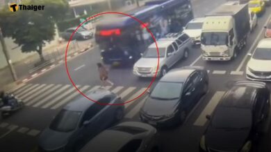 คลิปนาที รถเมล์ขับสวนเลนส์ พุ่งชน นักศึกษาข้ามทางม้าลาย ร่างกระเด็น