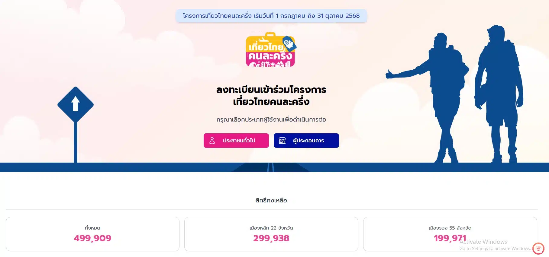 สิทธิ์คงเหลือเที่ยวไทยคนละครึ่ง 2568