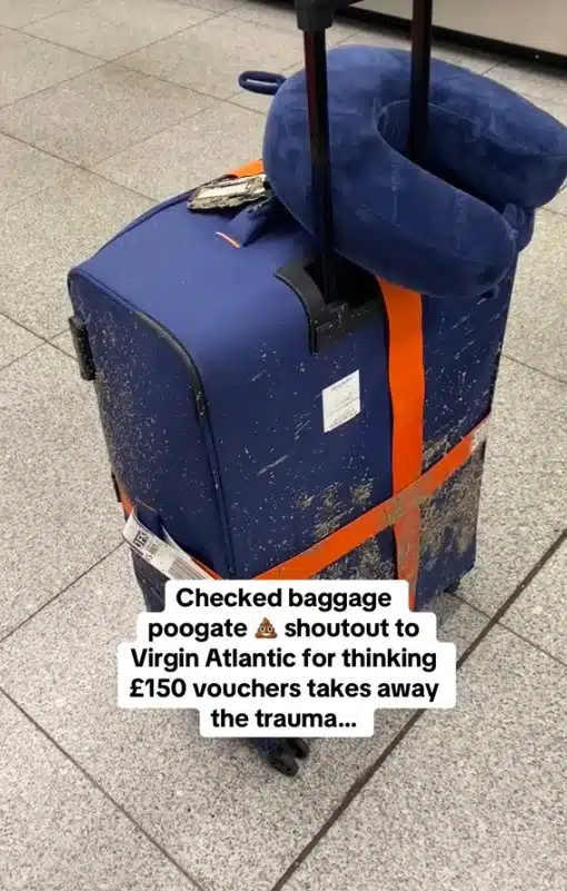 กระเป๋าผู้โดยสาร Virgin Atlantic อุจจาระ-ปัสสาวะเปื้อน