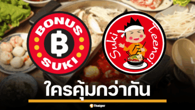 ภาพโลโก้ &quot;โบนัส สุกี้&quot; และ &quot;สุกี้ตี๋น้อย&quot; สื่อถึงการแข่งขันในตลาดบุฟเฟต์สุกี้