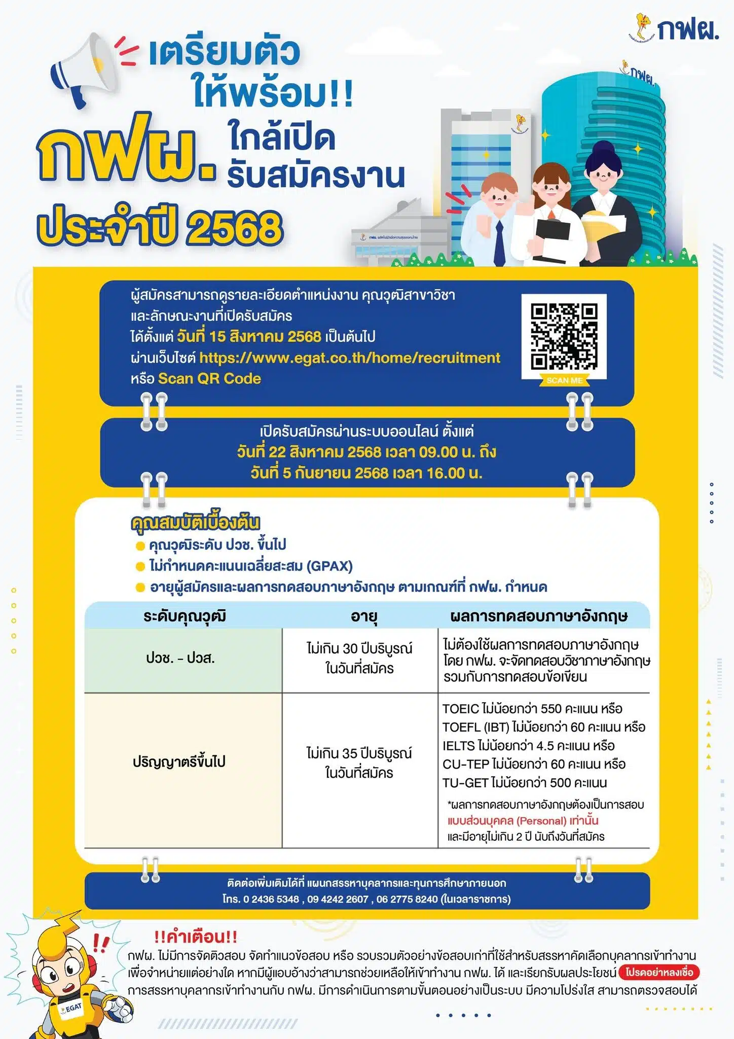 กฟผ. ใกล้เปิดรับสมัครพนักงานใหม่ 2568