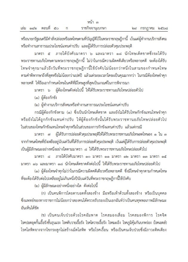 พระราชกฤษฎีกาพระราชทานอภัยโทษ 2568 - 3