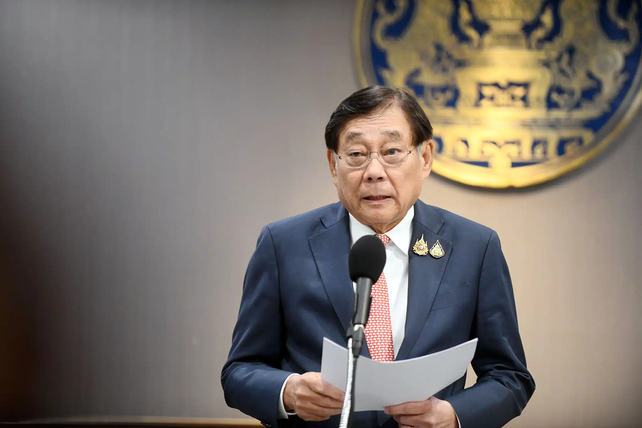 นายพิชัย ชุณหวชิร รองนายกรัฐมนตรีและรัฐมนตรีว่าการกระทรวงการคลัง แถลงเรื่องภาษีทรัมป์