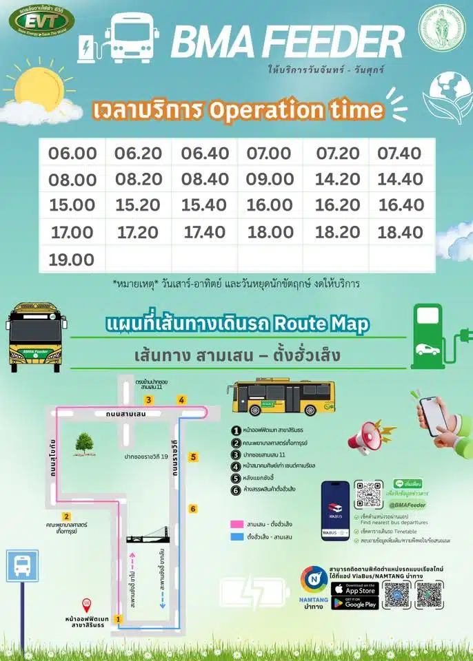 เส้นทาง ถ. สามเสน - ตั้งฮั่วเส็ง (เชื่อมฝั่งธนฯ)