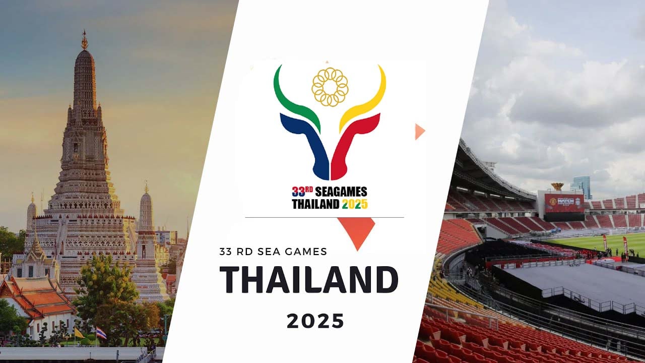 ภาพโลโก้ซีเกมส์ 2025 รูปคล้ายกระทิงที่คณะกรรมการโอลิมปิกกัมพูชาใช้